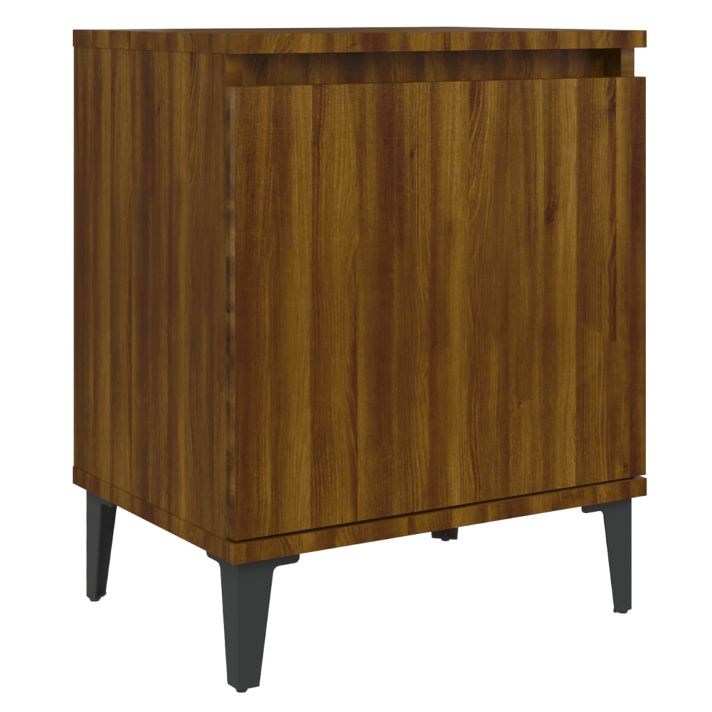 Bed Cabinet with Metal Legs Brown Oak 40x30x50 cm