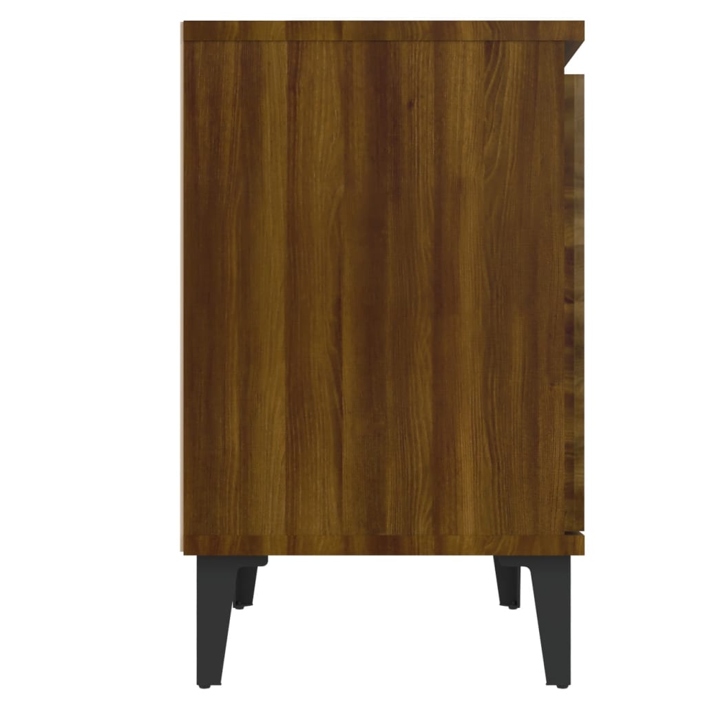 Bed Cabinet with Metal Legs Brown Oak 40x30x50 cm