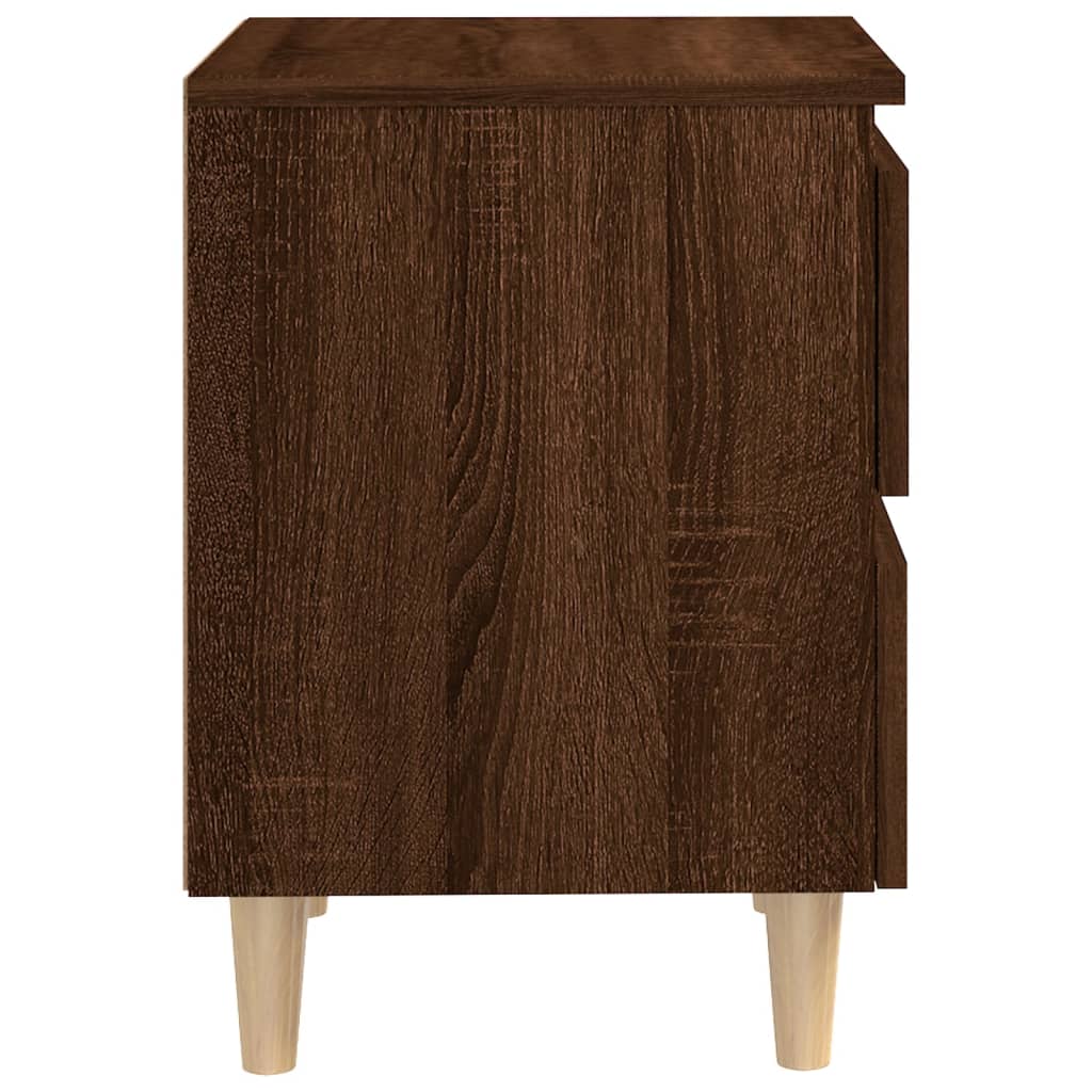 Bed Cabinet with Solid Wood Legs Brown Oak 40x35x50 cm