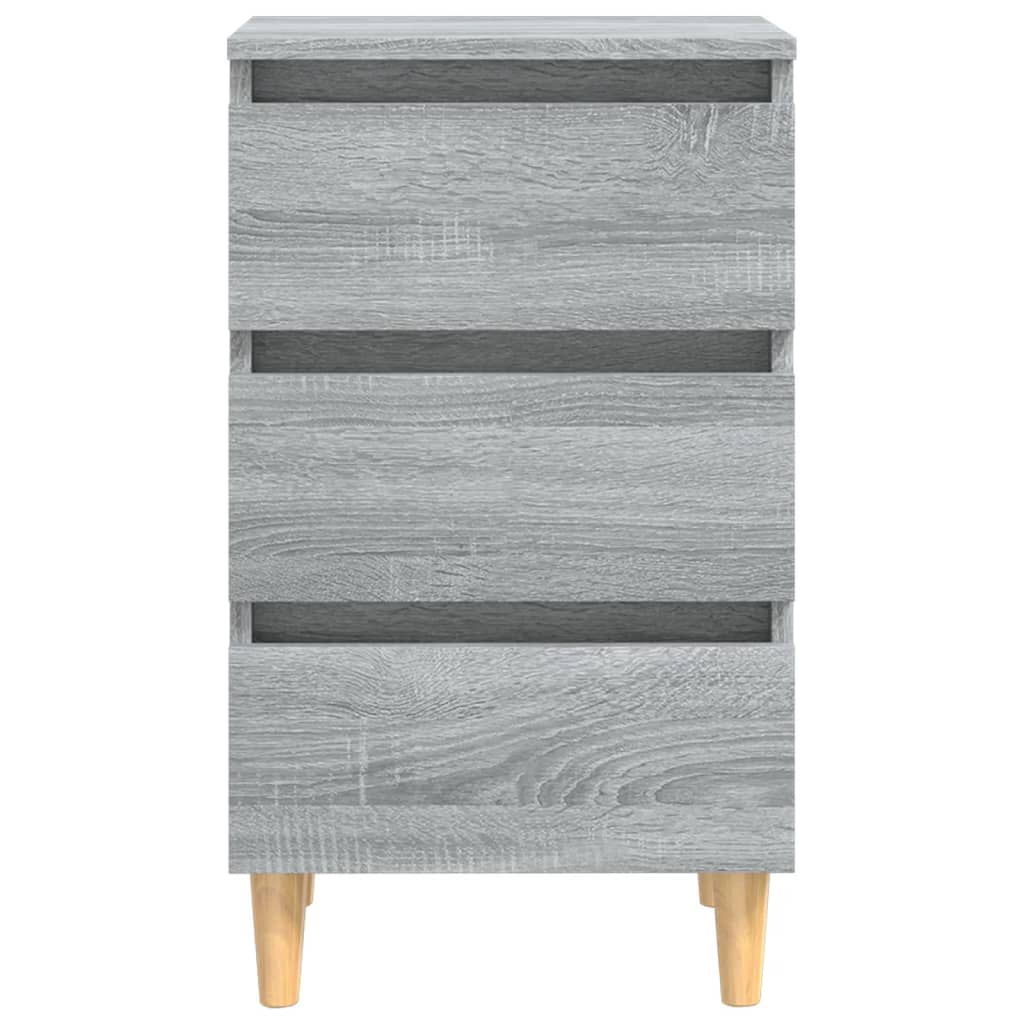 Bed Cabinet with Solid Wood Legs Grey Sonoma 40x35x69 cm