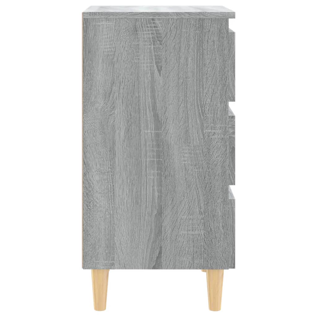 Bed Cabinet with Solid Wood Legs Grey Sonoma 40x35x69 cm