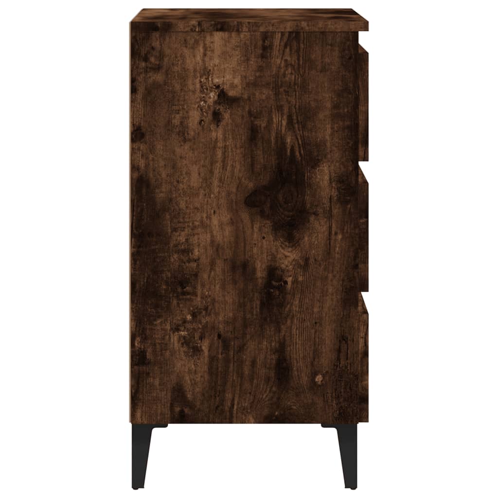 Bed Cabinet with Metal Legs Smoked Oak 40x35x69 cm