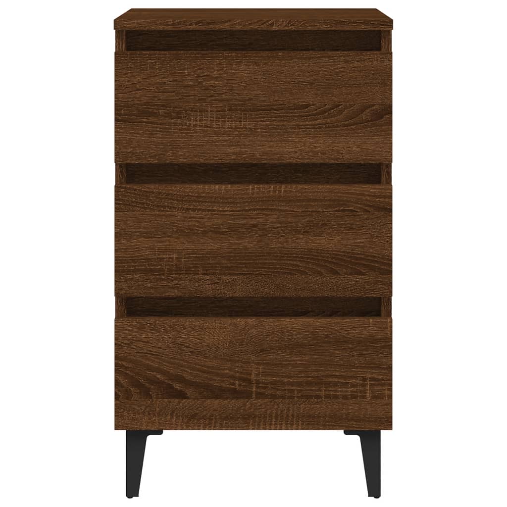 Bed Cabinet with Metal Legs Brown Oak 40x35x69 cm