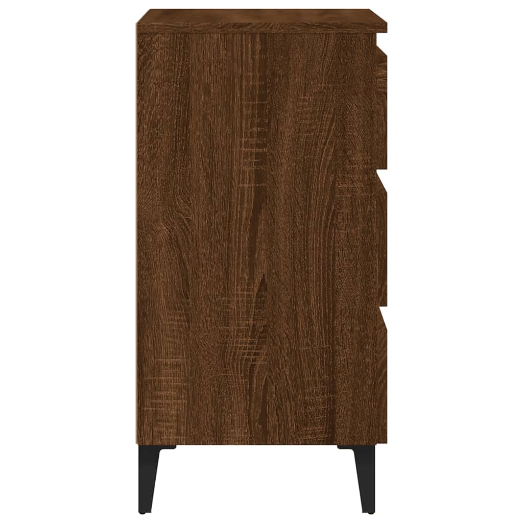 Bed Cabinet with Metal Legs Brown Oak 40x35x69 cm