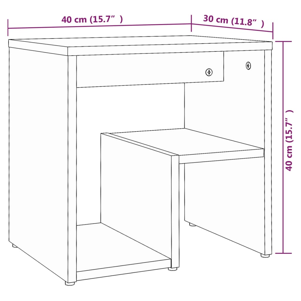 Bed Cabinet Smoked Oak 40x30x40 cm Engineered Wood