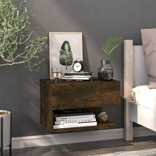 Wall-mounted Bedside Cabinet Smoked Oak