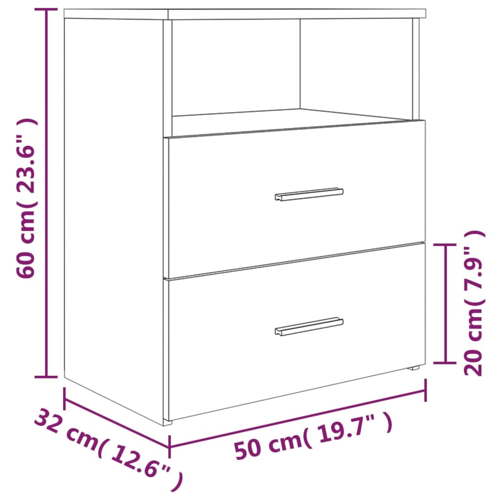 Bed Cabinet Grey Sonoma 50x32x60 cm