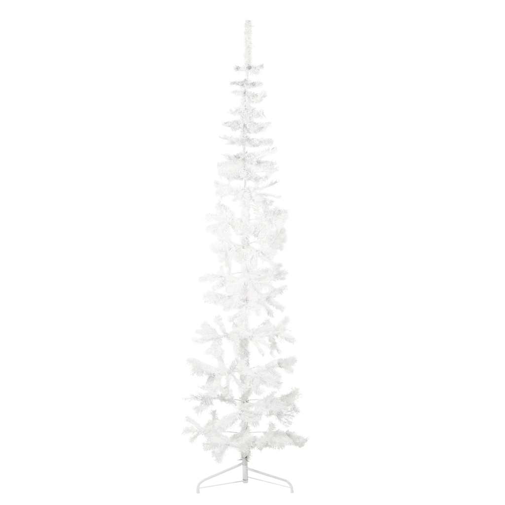 Slim Artificial Half Christmas Tree with Stand White 210 cm