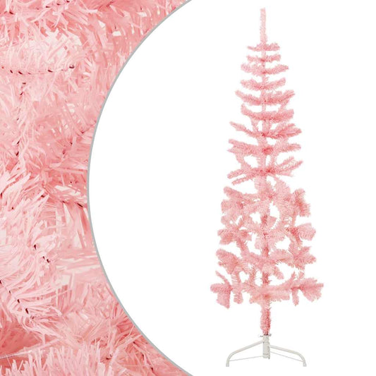 Slim Artificial Half Christmas Tree with Stand Pink 150 cm