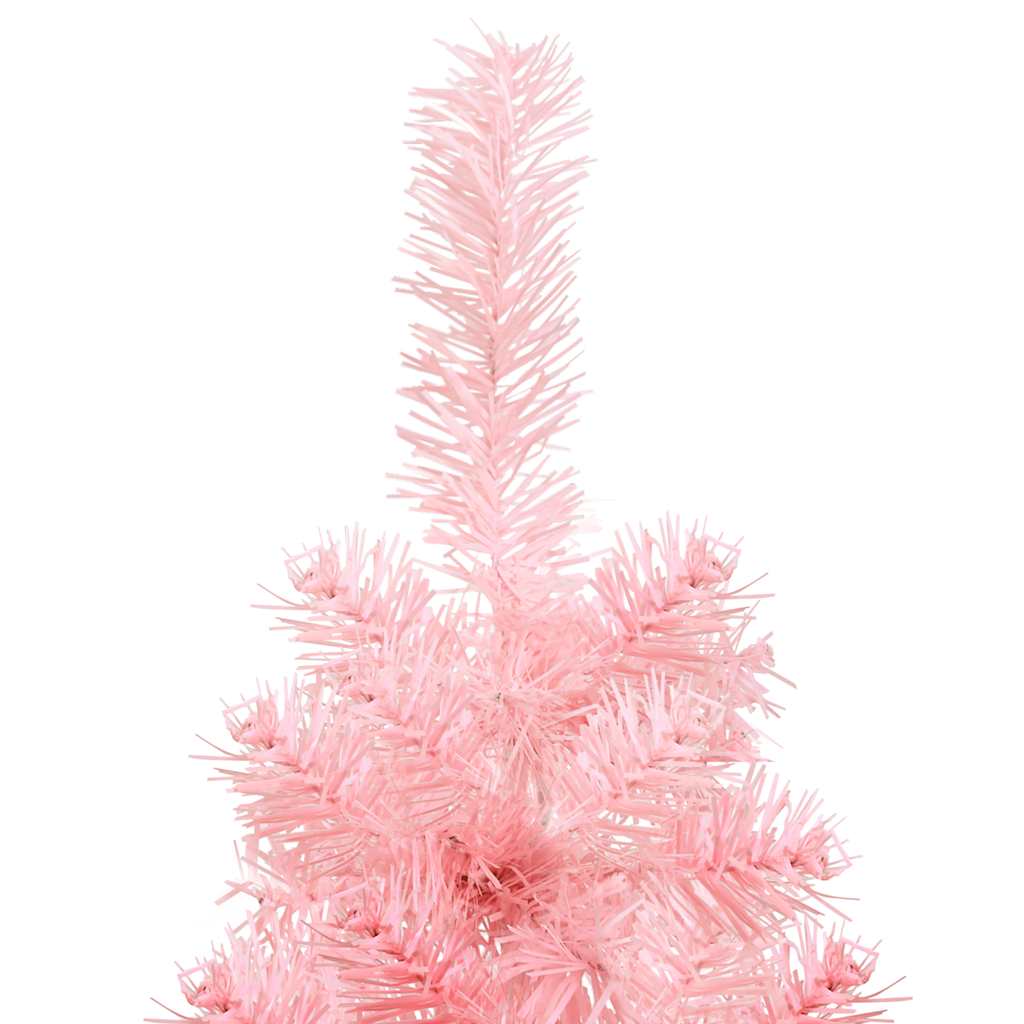 Slim Artificial Half Christmas Tree with Stand Pink 150 cm