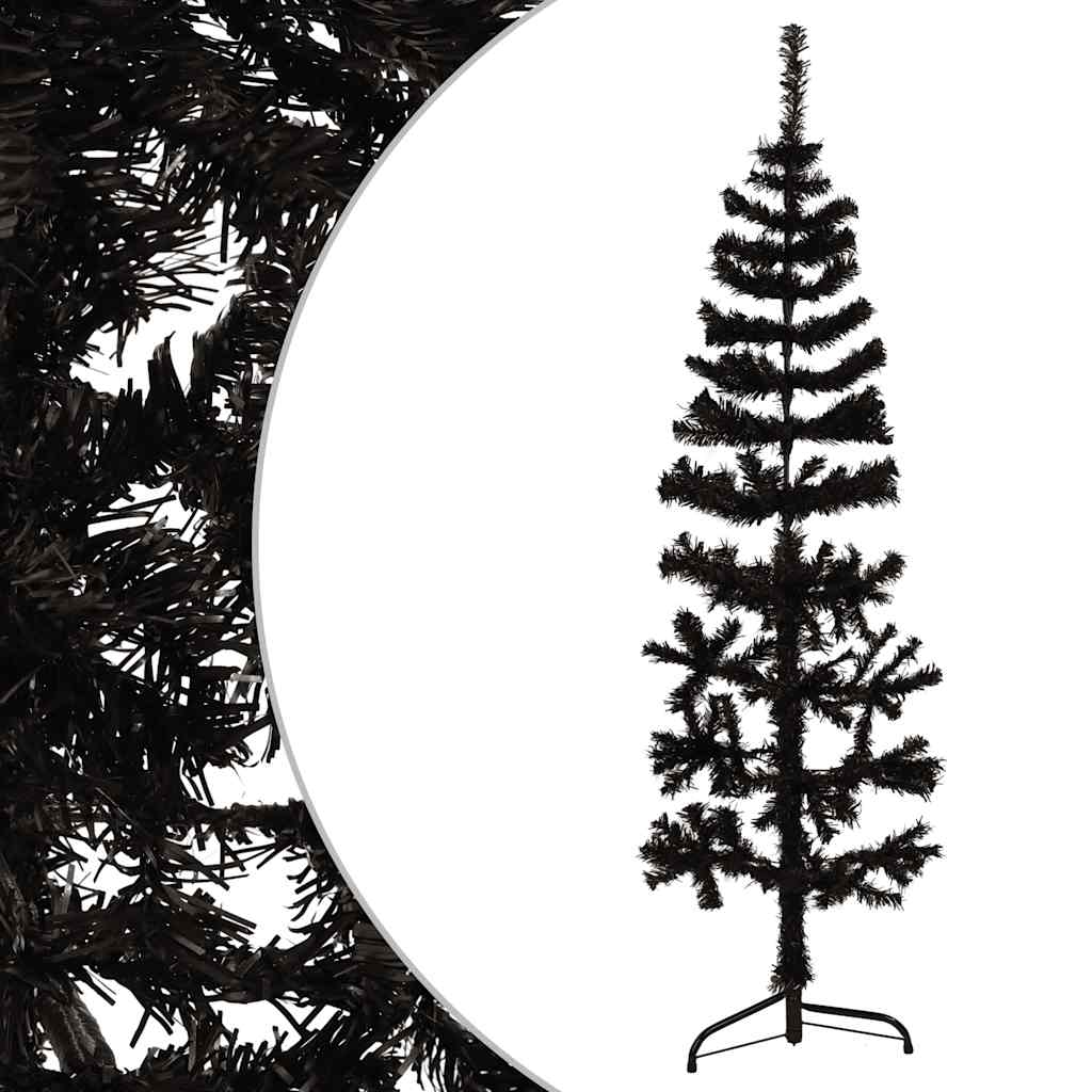 Slim Artificial Half Christmas Tree with Stand Black 150 cm