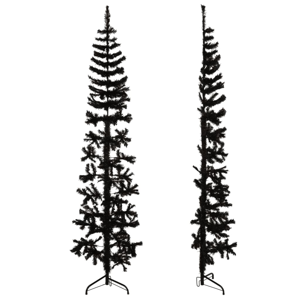 Slim Artificial Half Christmas Tree with Stand Black 240 cm