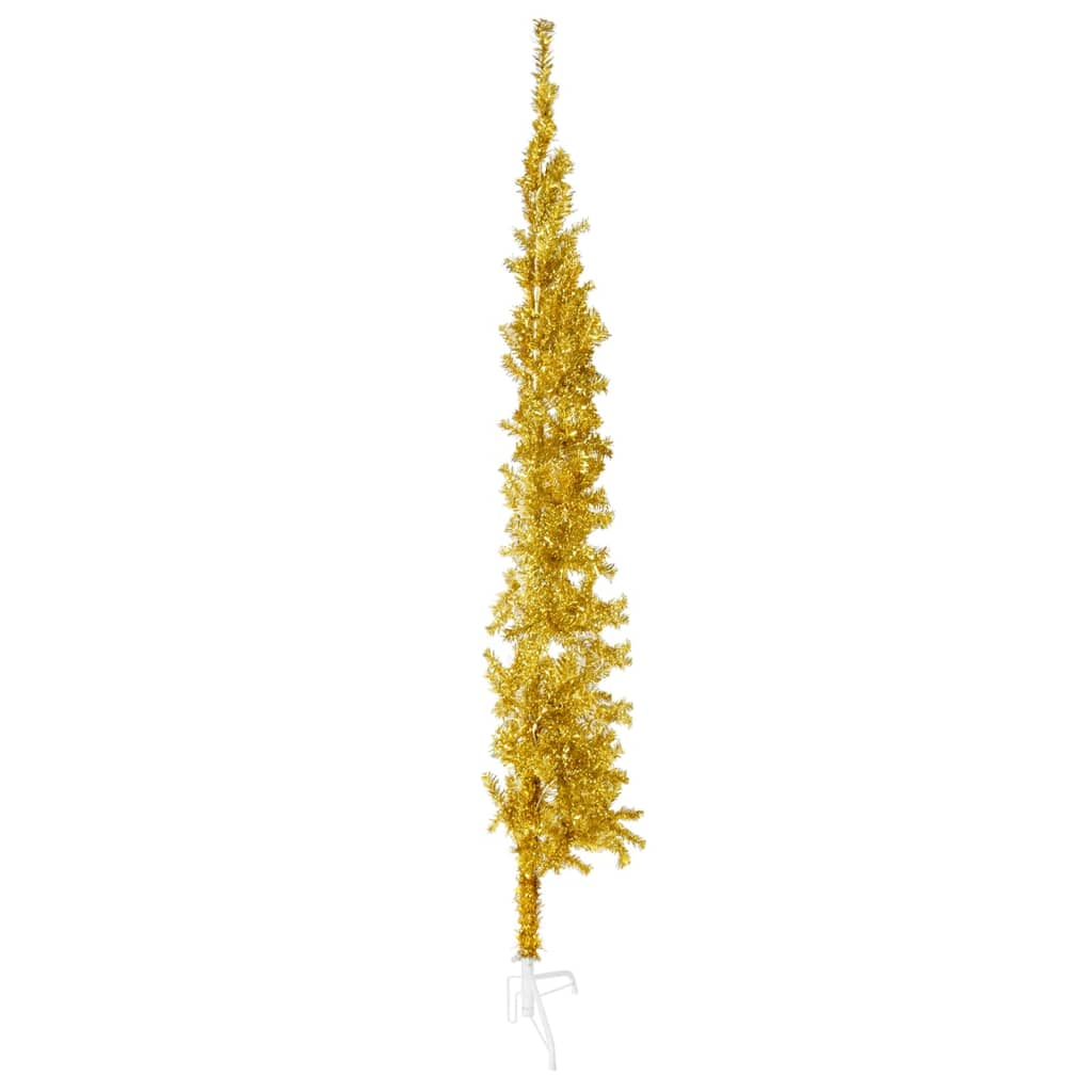 Slim Artificial Half Christmas Tree with Stand Gold 210 cm