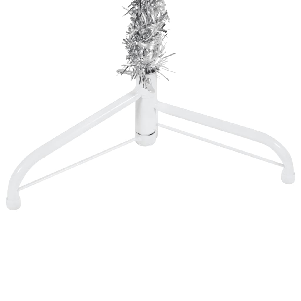 Slim Artificial Half Christmas Tree with Stand Silver 150 cm