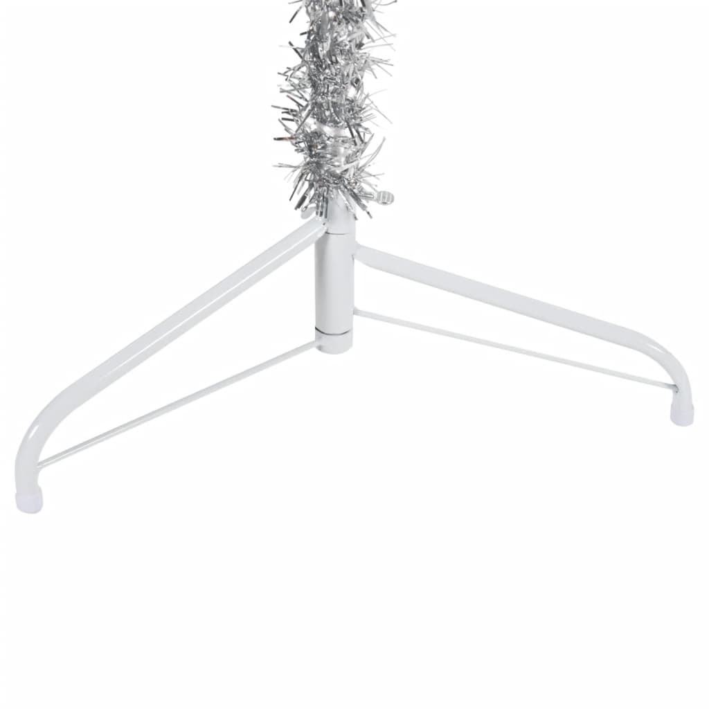 Slim Artificial Half Christmas Tree with Stand Silver 210 cm