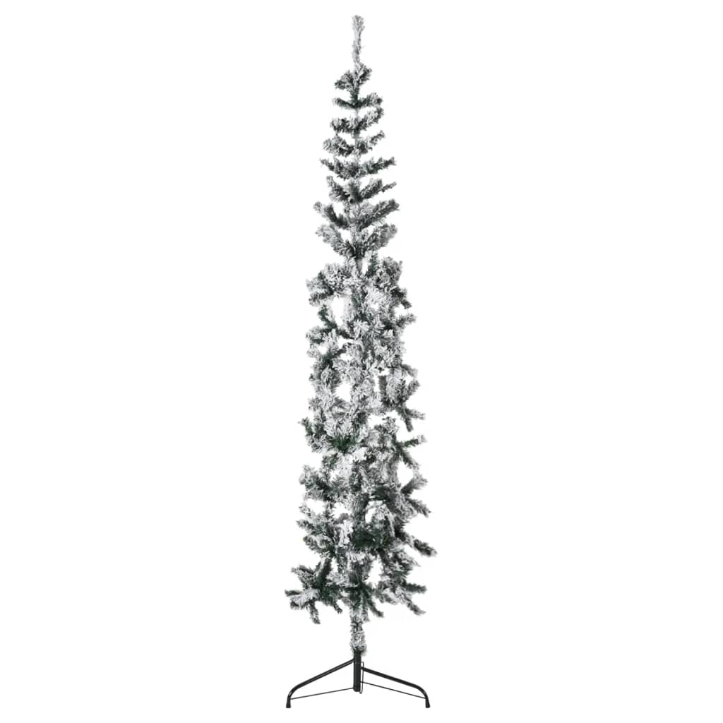 Slim Artificial Half Christmas Tree with Flocked Snow 180 cm