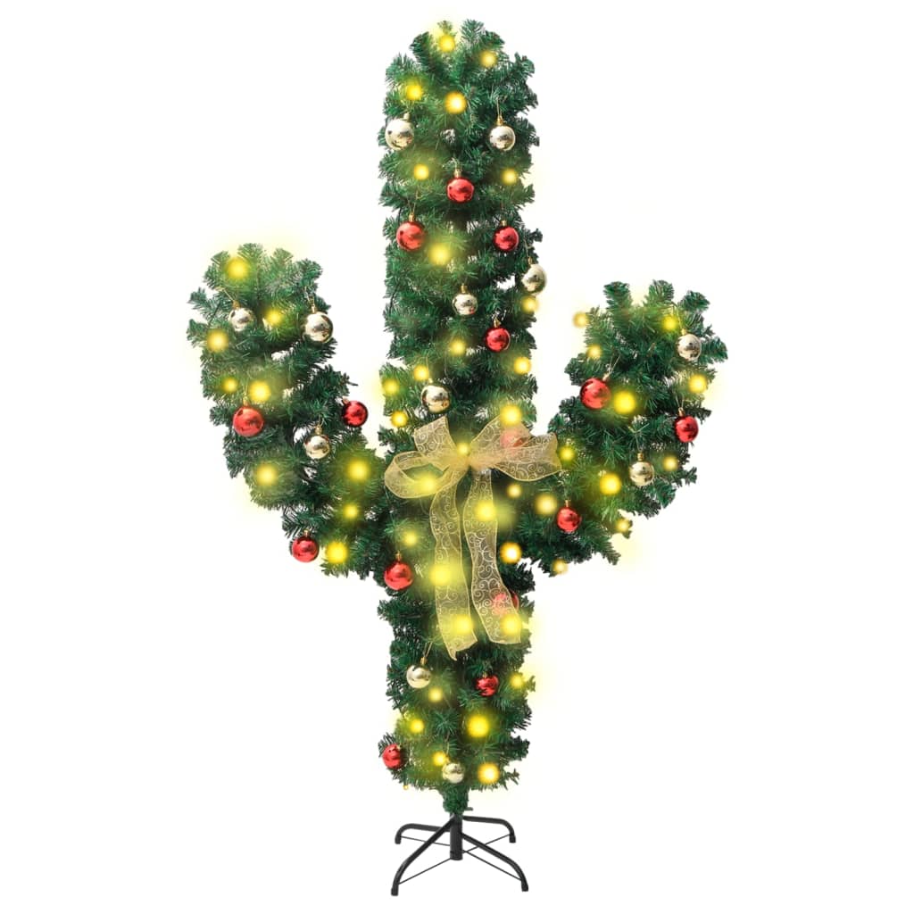 Christmas Cactus with Stand and LED Green 150 cm PVC