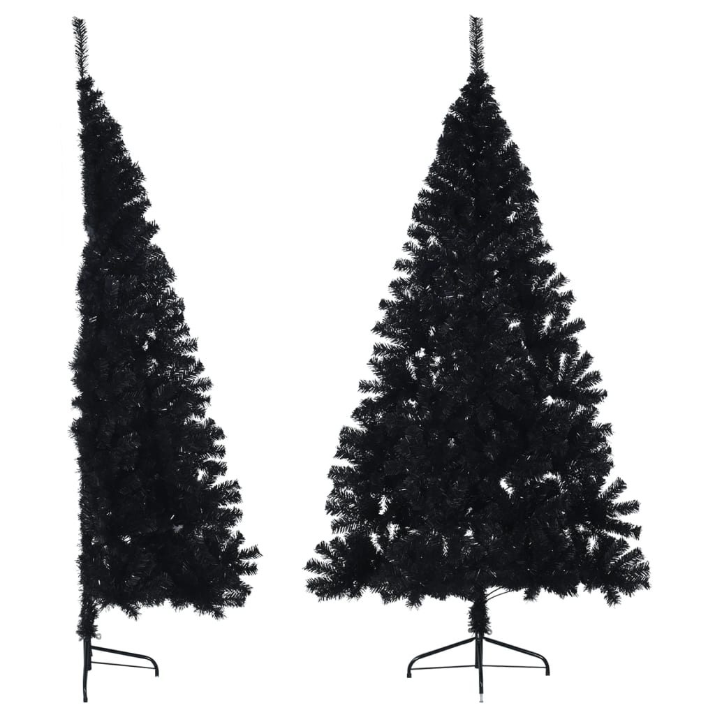 Artificial Half Christmas Tree with Stand Black 240 cm PVC