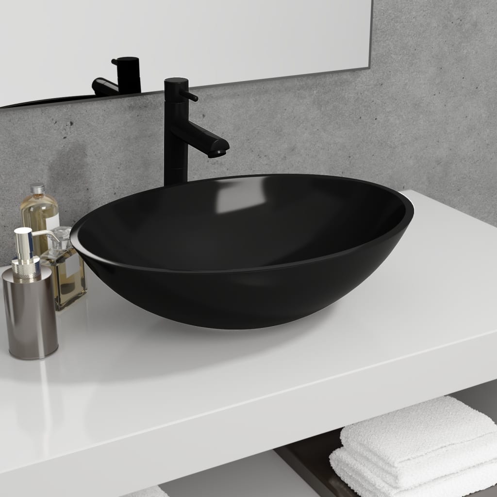 Basin Glass 50x37x14 cm Black