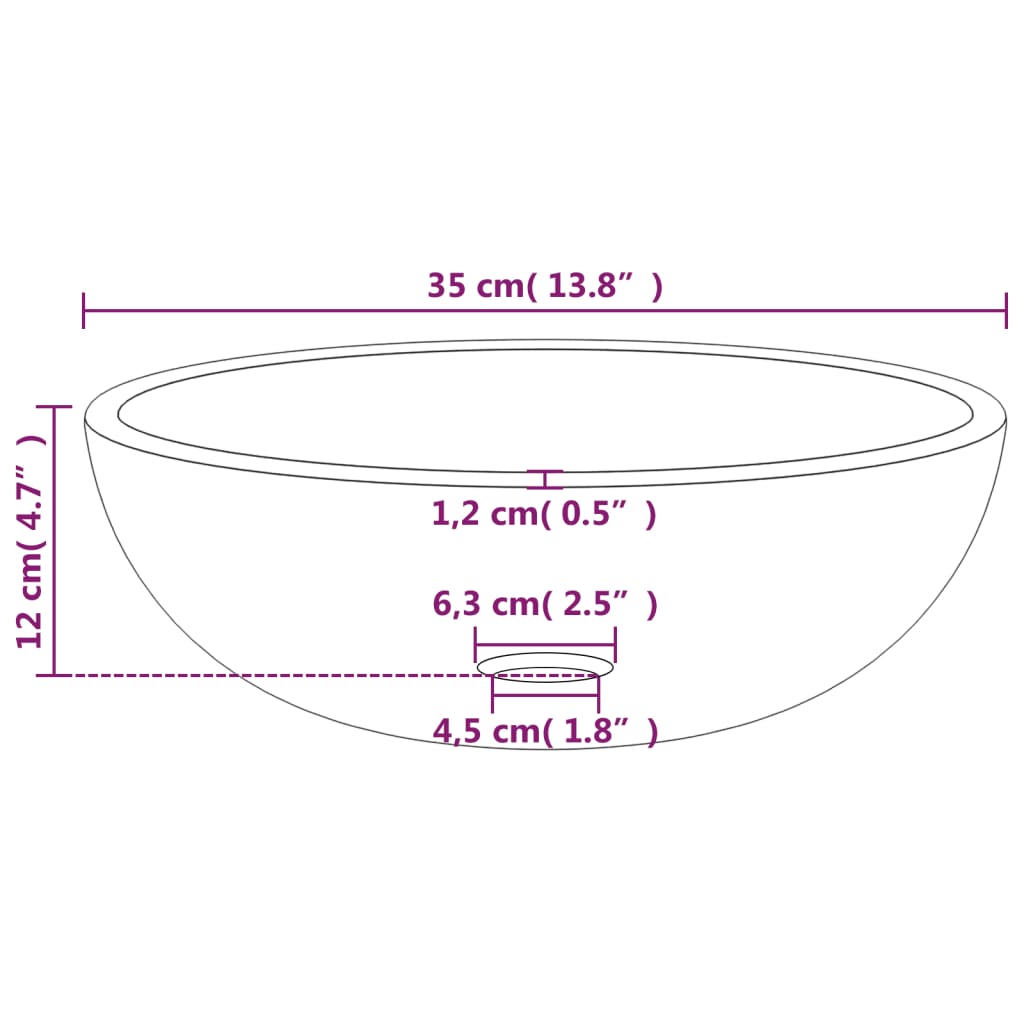 Basin Tempered Glass 35x12 cm White