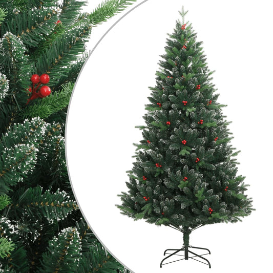 Artificial Hinged Christmas Tree with Red Berries 180 cm