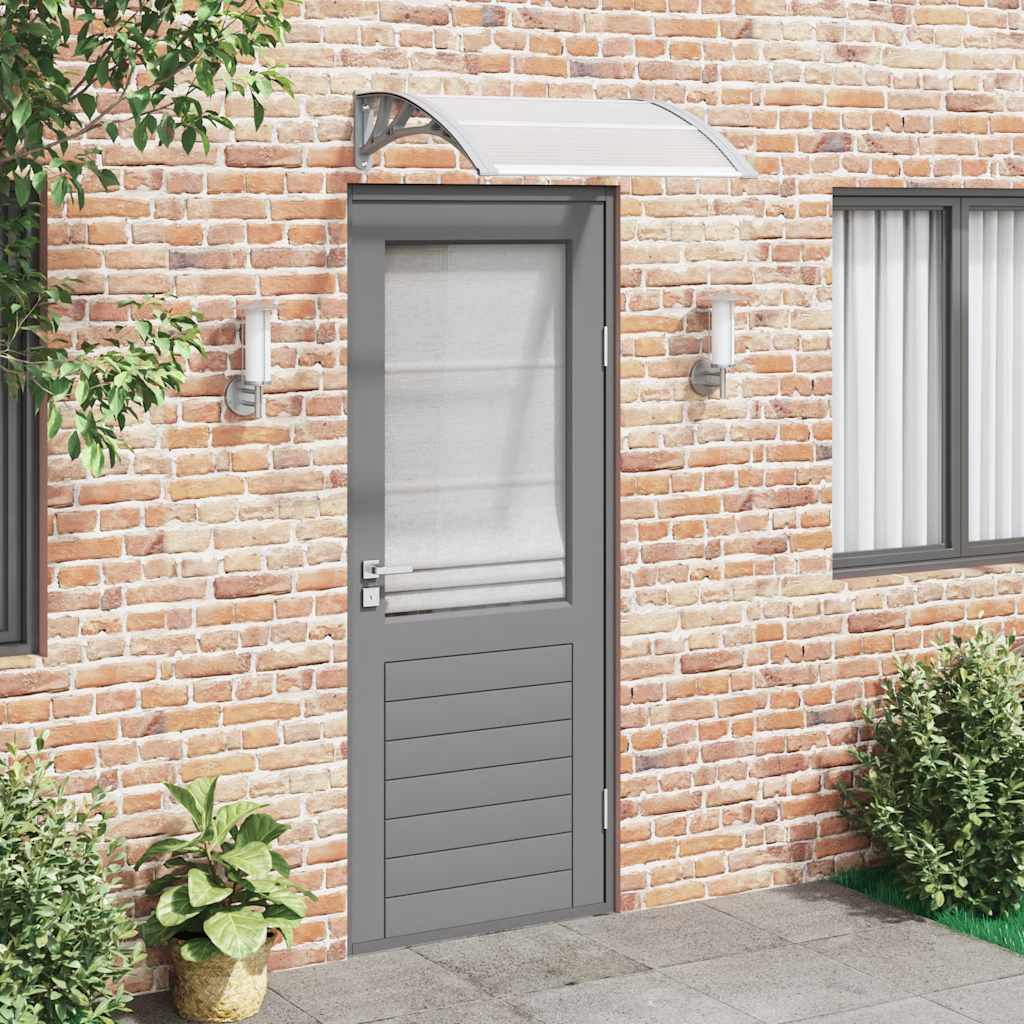 Door Canopy Grey and Transparent 80x75 cm Polycarbonate