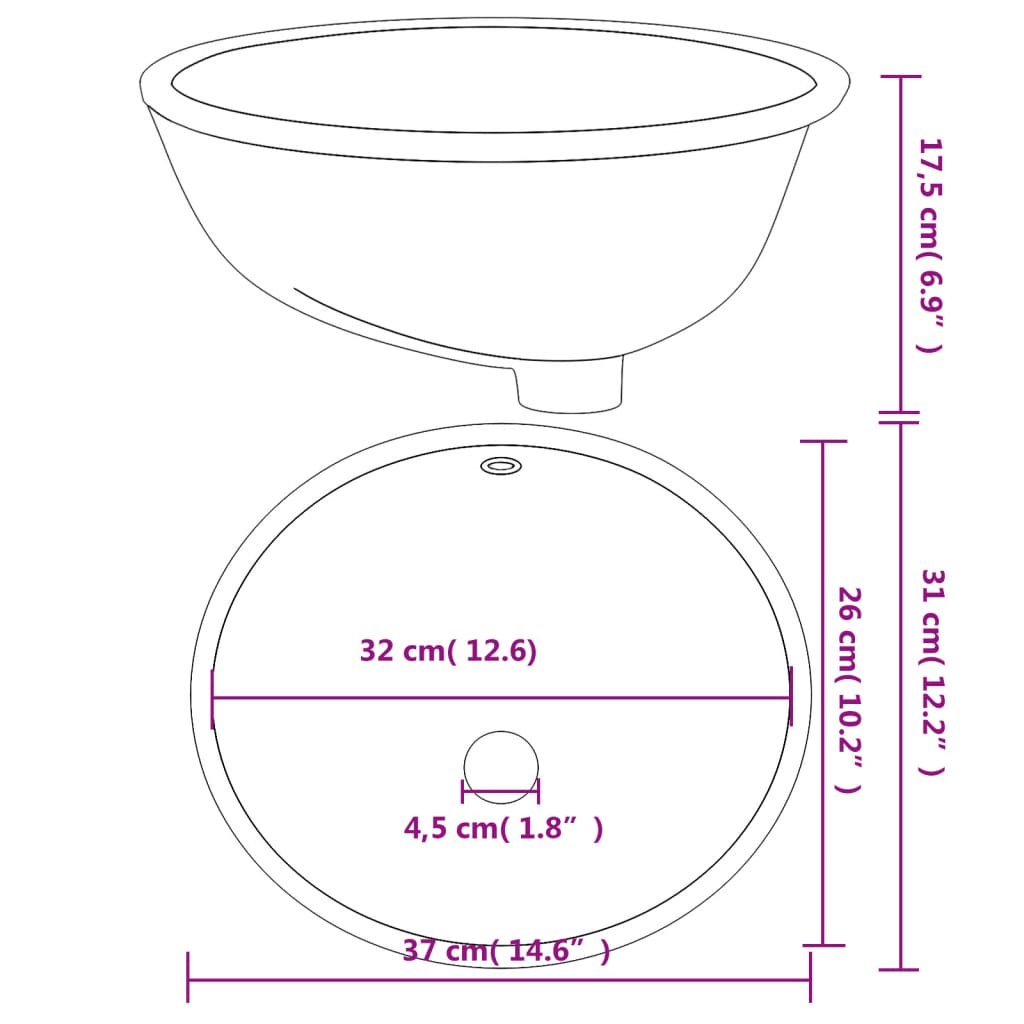 Bathroom Sink White 37x31x17.5 cm Oval Ceramic