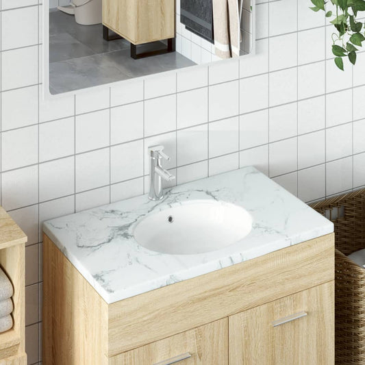 Bathroom Sink White 37x31x17.5 cm Oval Ceramic