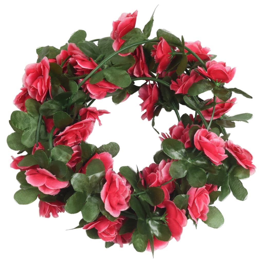 Christmas Flower Garlands 6 pcs Spring Rose Red 250 cm