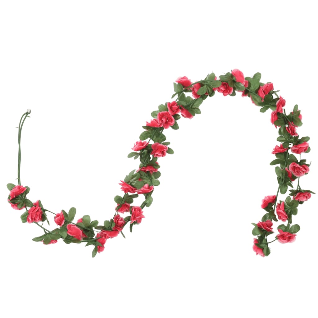 Christmas Flower Garlands 6 pcs Spring Rose Red 250 cm