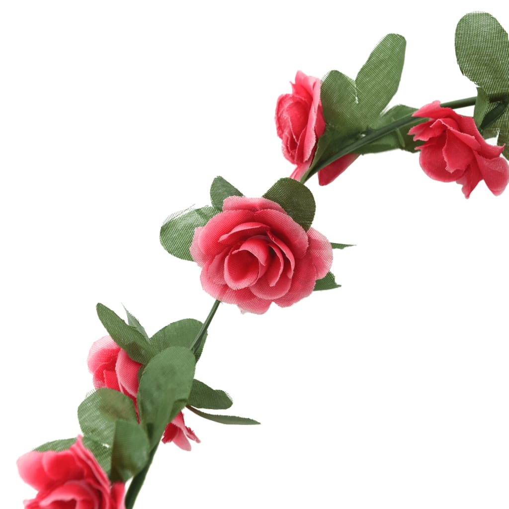 Christmas Flower Garlands 6 pcs Spring Rose Red 250 cm