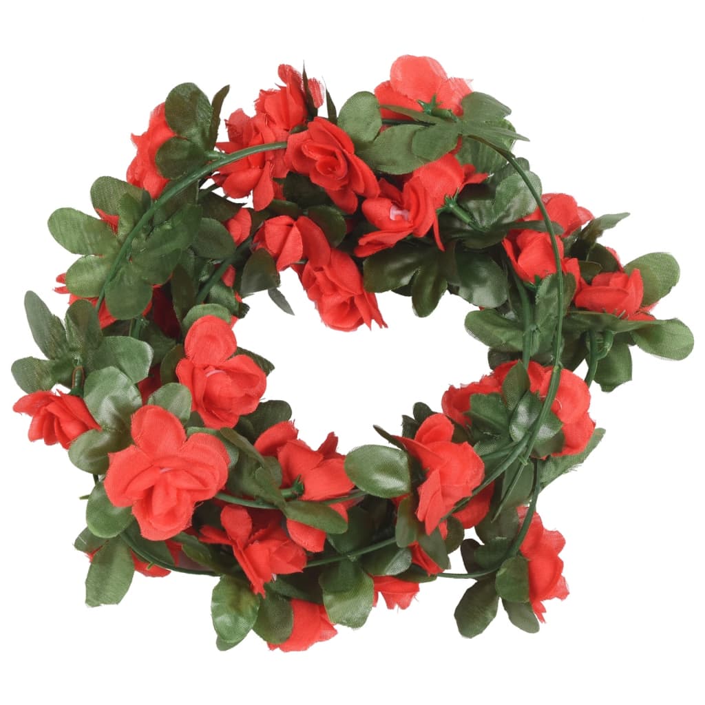 Christmas Flower Garlands 6 pcs Spring Red 250 cm