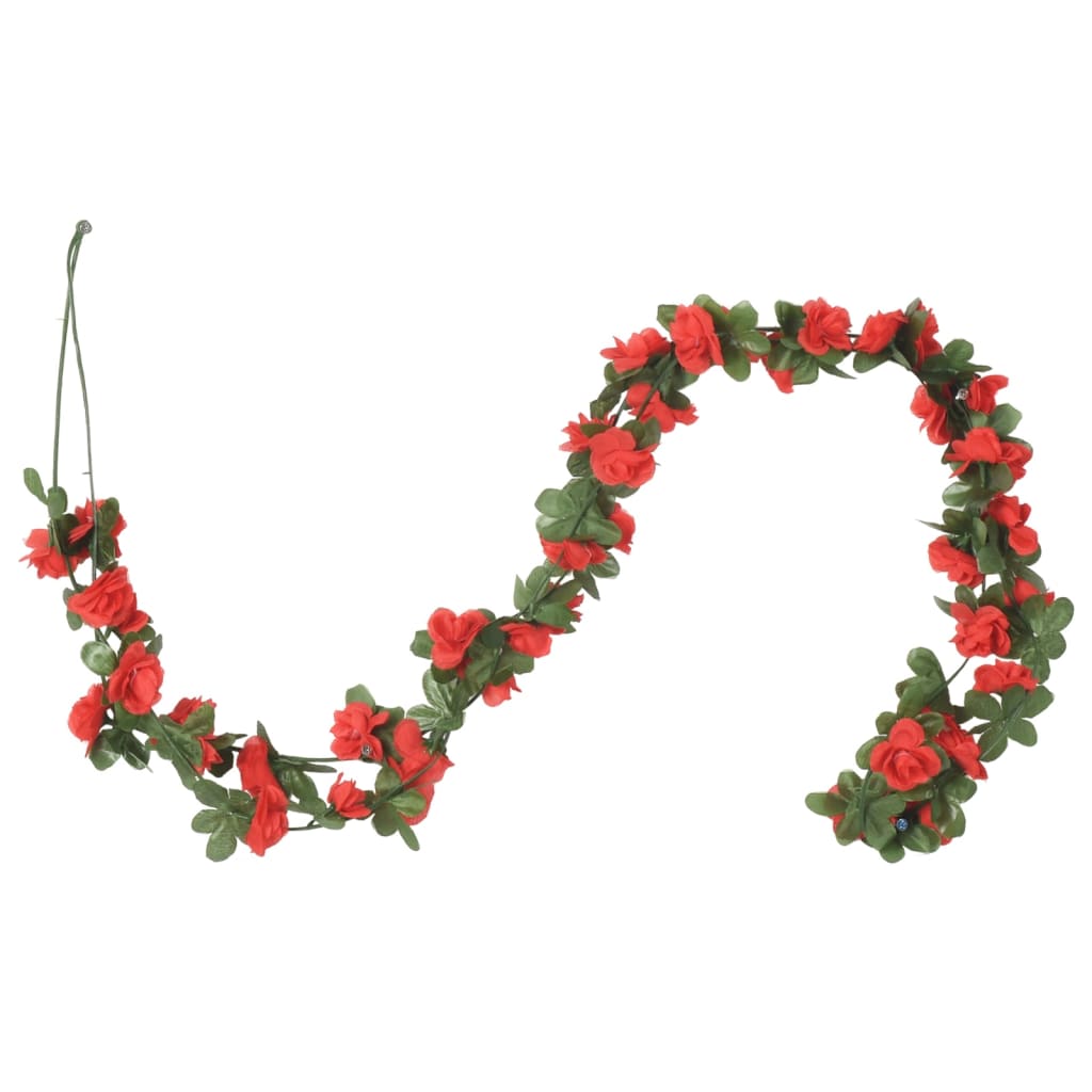 Christmas Flower Garlands 6 pcs Spring Red 250 cm