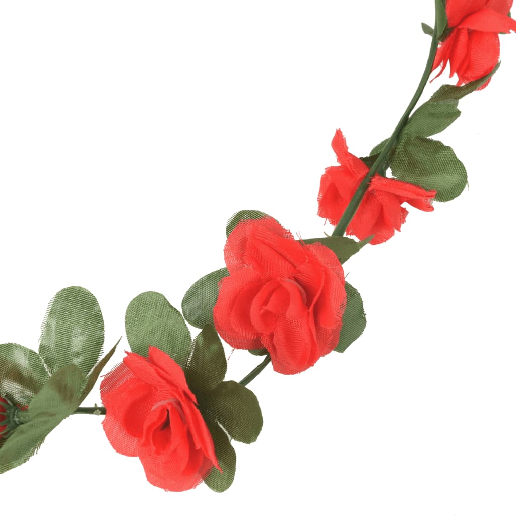 Christmas Flower Garlands 6 pcs Spring Red 250 cm