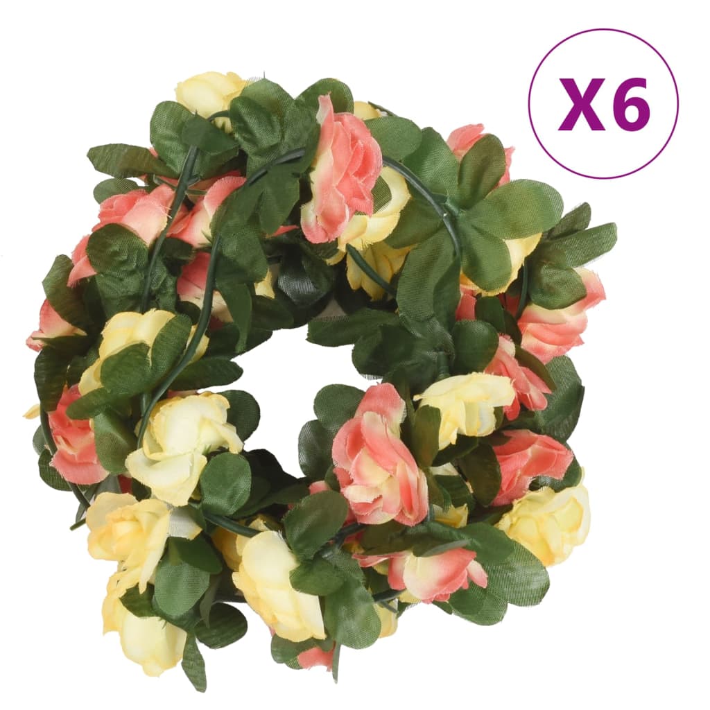 Christmas Flower Garlands 6 pcs Spring Sunset Red 250 cm