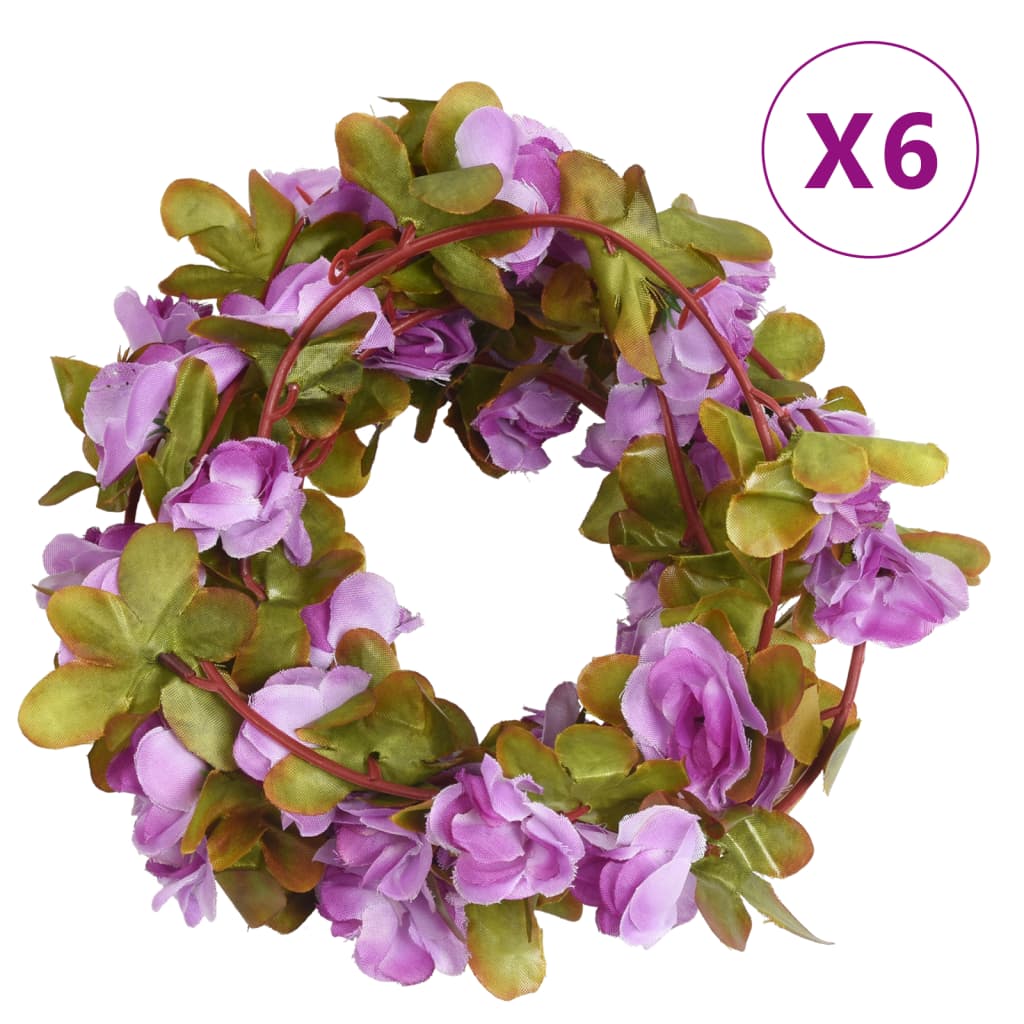 Christmas Flower Garlands 6 pcs Light Purple 250 cm