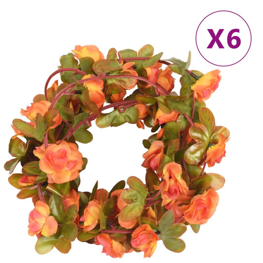 Christmas Flower Garlands 6 pcs Orange 250 cm