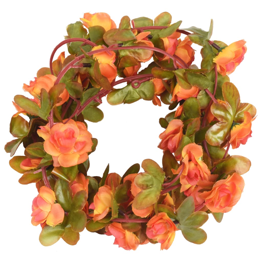 Christmas Flower Garlands 6 pcs Orange 250 cm