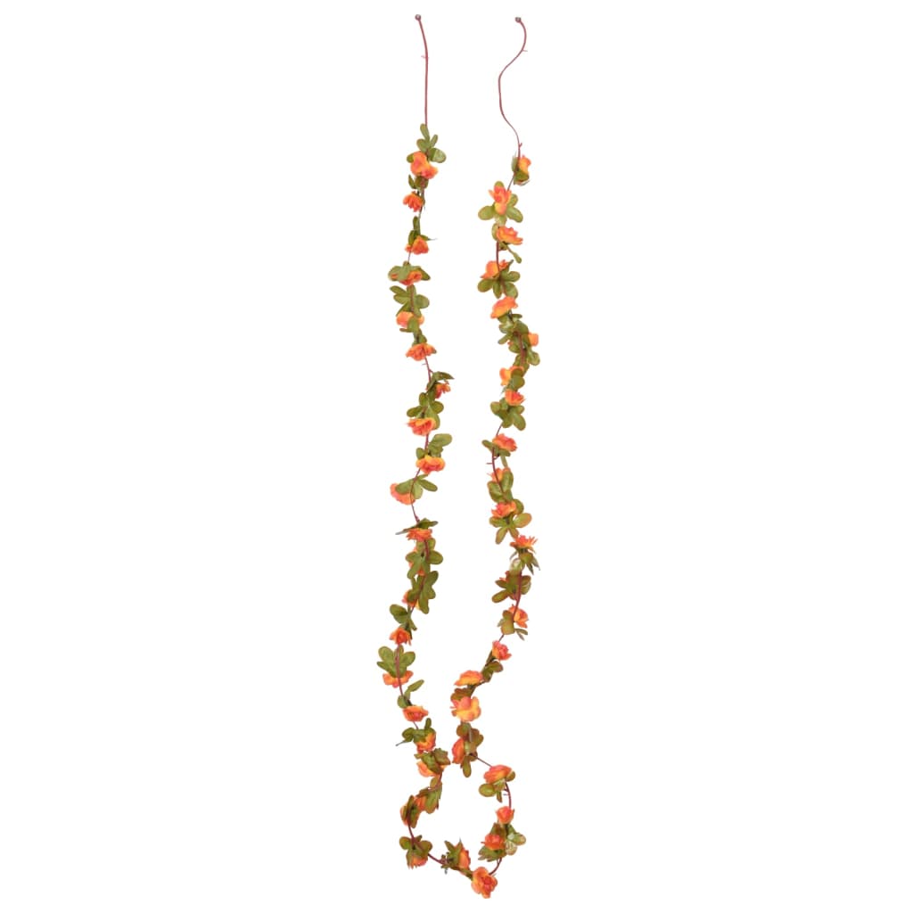 Christmas Flower Garlands 6 pcs Orange 250 cm