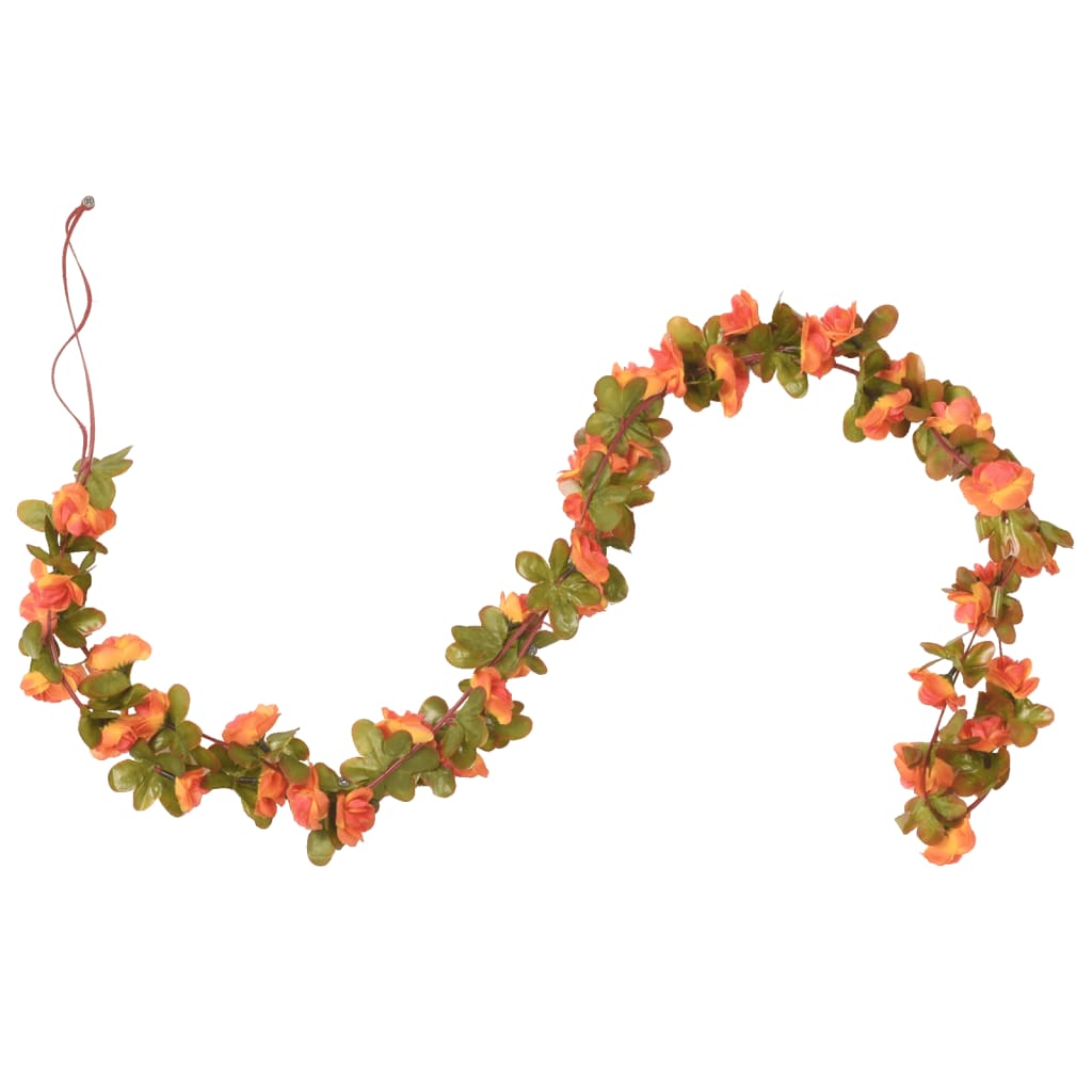 Christmas Flower Garlands 6 pcs Orange 250 cm