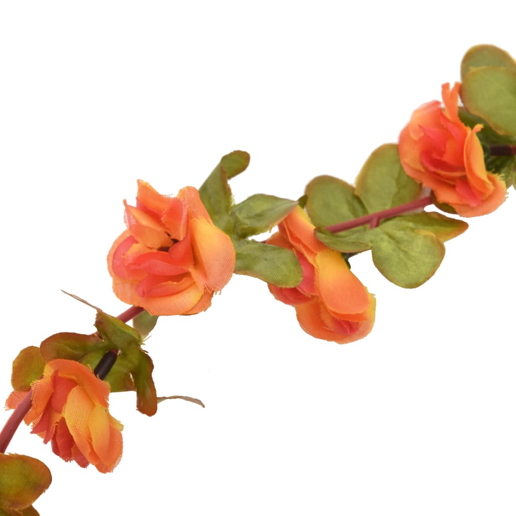 Christmas Flower Garlands 6 pcs Orange 250 cm