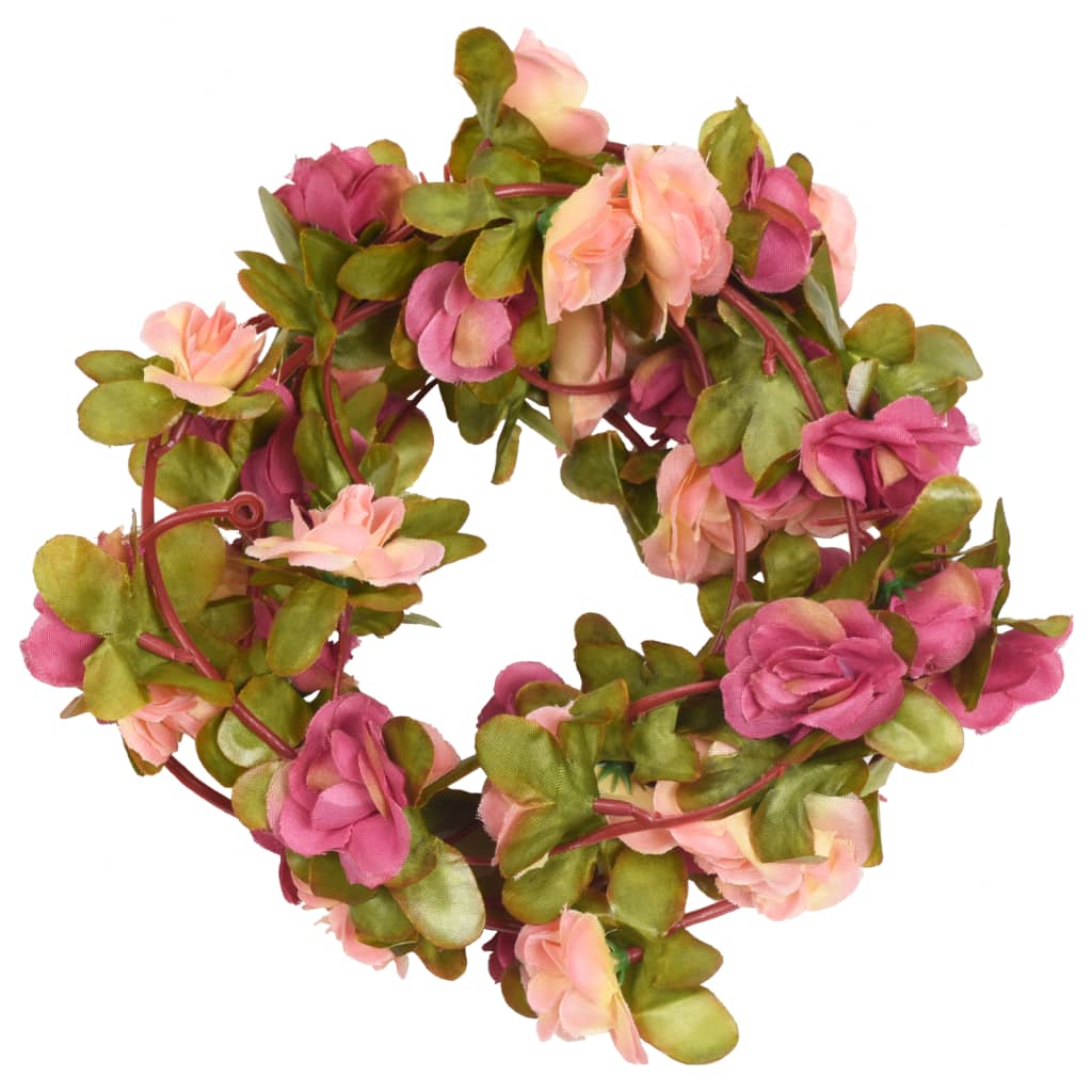 Christmas Flower Garlands 6 pcs Rose Red 250 cm