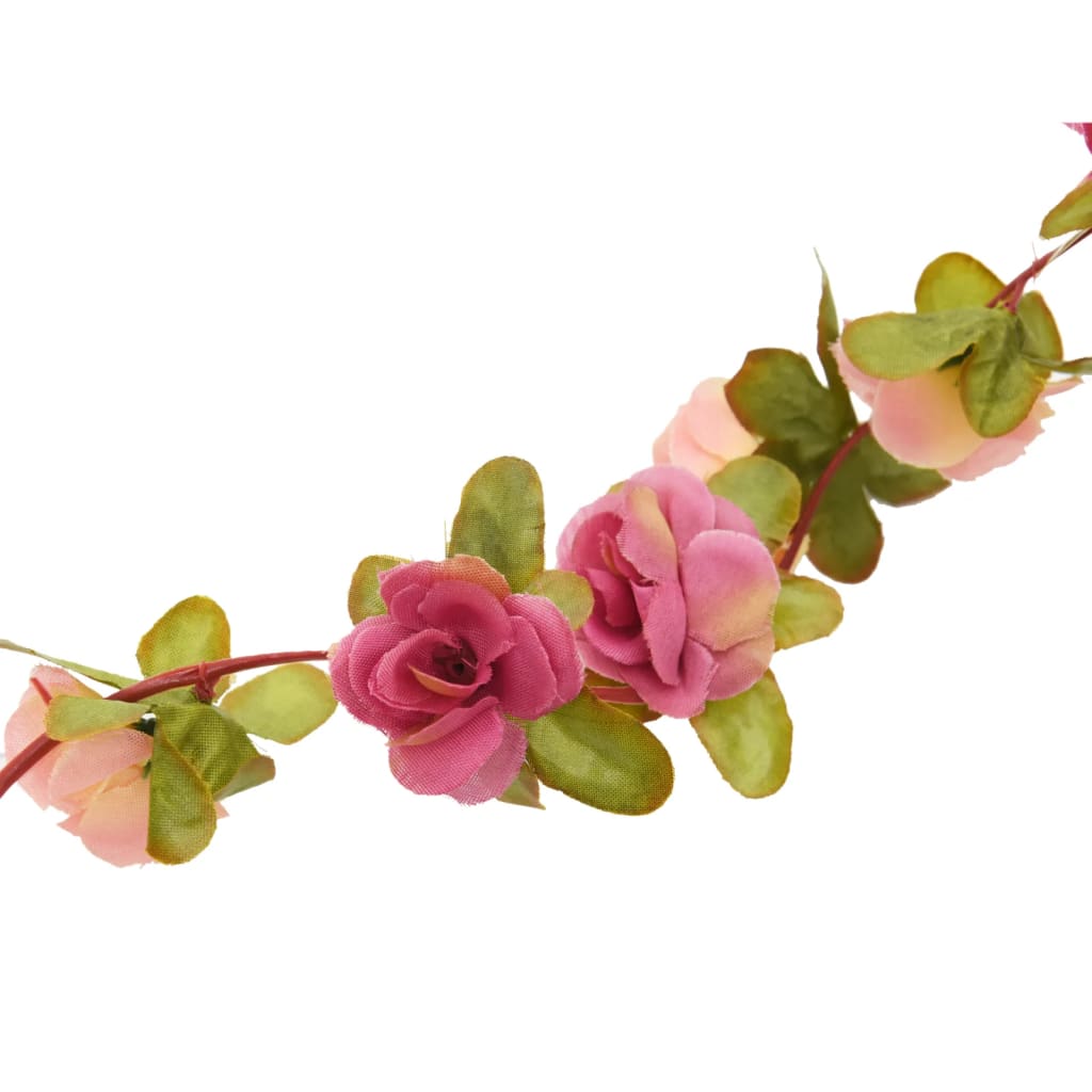 Christmas Flower Garlands 6 pcs Rose Red 250 cm