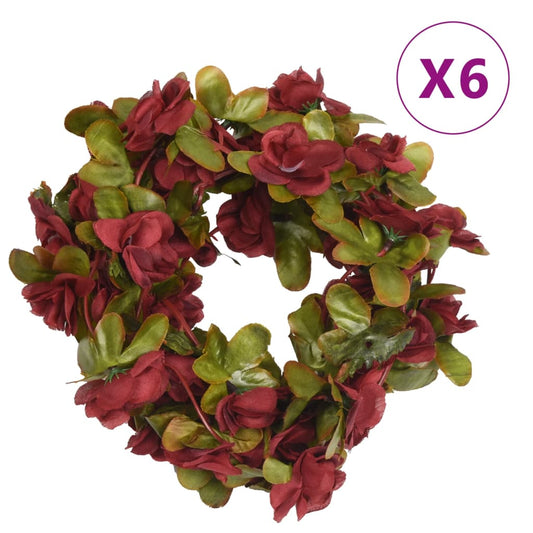 Christmas Flower Garlands 6 pcs Wine Red 250 cm