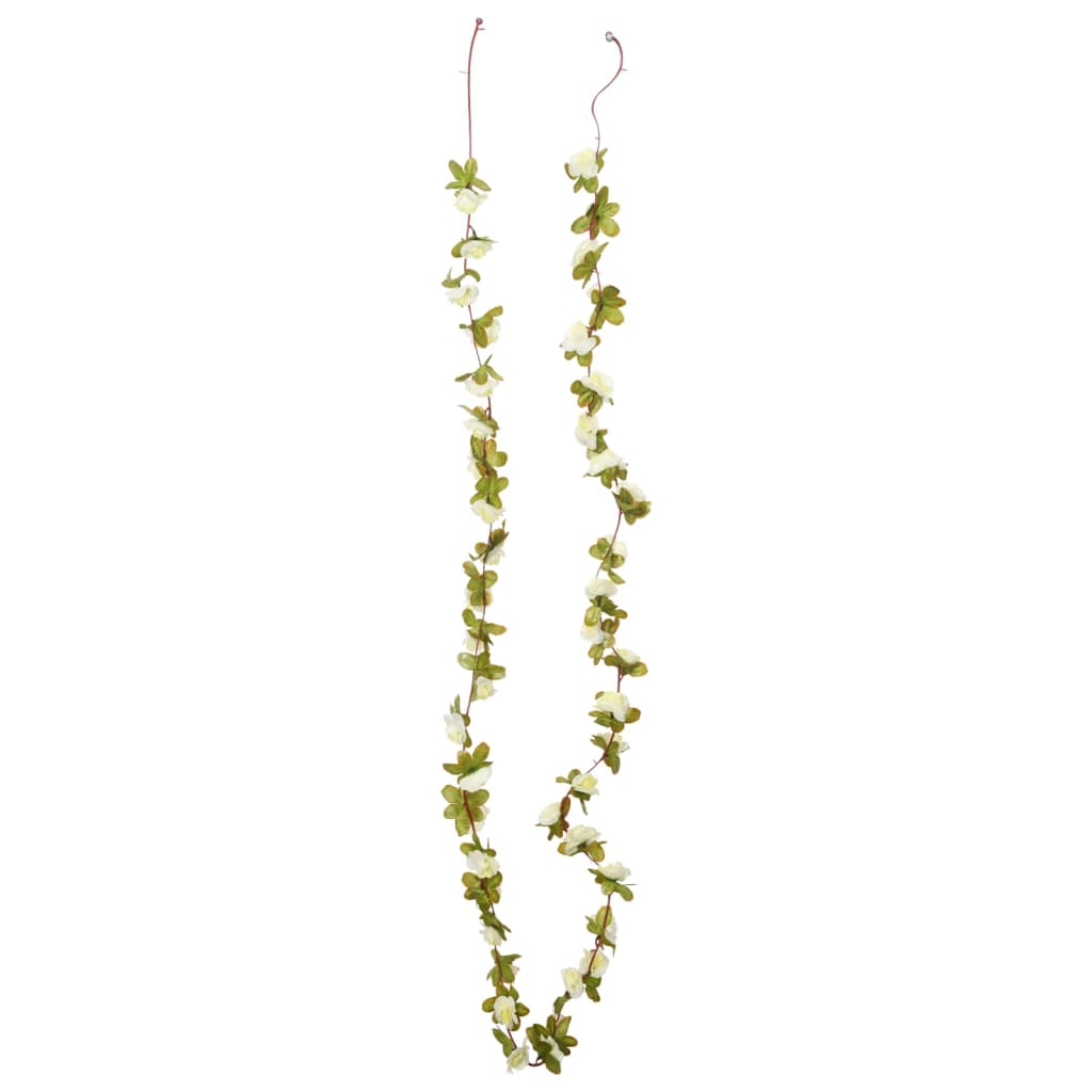 Christmas Flower Garlands 6 pcs White 250 cm