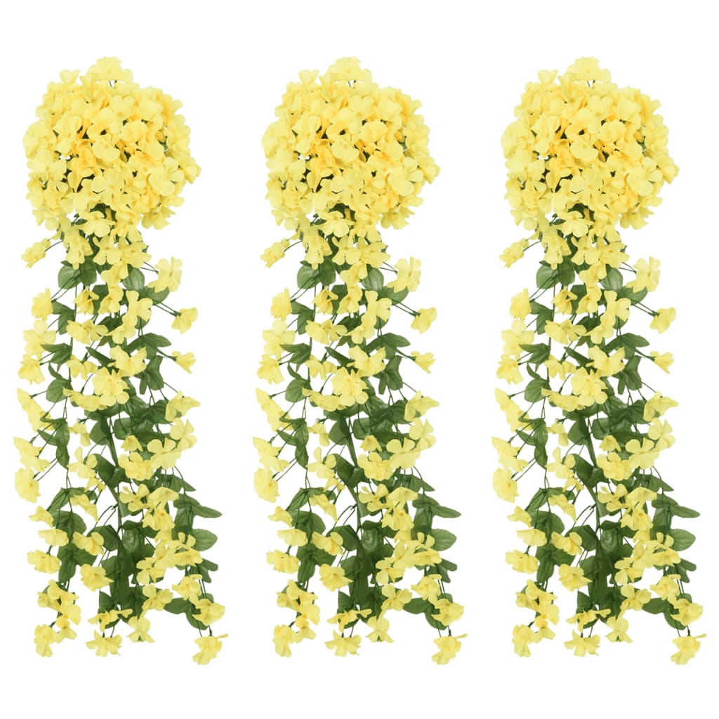 Christmas Flower Garlands 3 pcs Yellow 85 cm