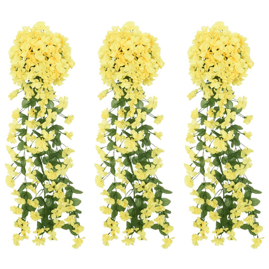 Christmas Flower Garlands 3 pcs Yellow 85 cm