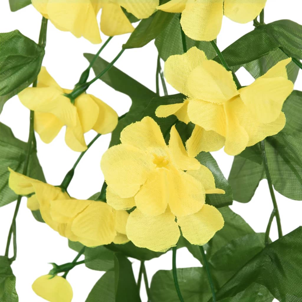 Christmas Flower Garlands 3 pcs Yellow 85 cm