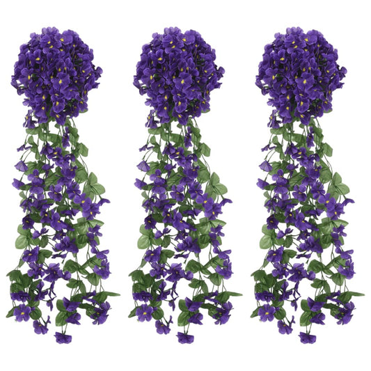 Christmas Flower Garlands 3 pcs Dark Purple 85 cm