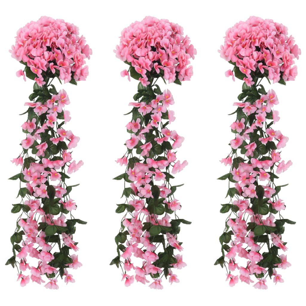 Christmas Flower Garlands 3 pcs Pink 85 cm